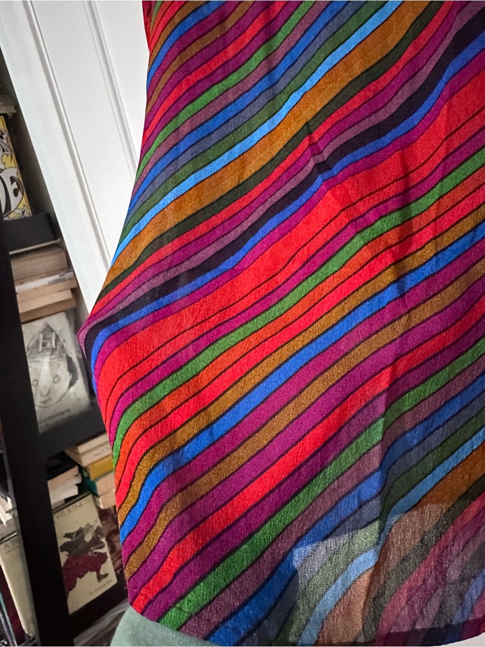Anthropologie retro striped multicolor flowy peasant semi-sheer top- M - Picture 12 of 15